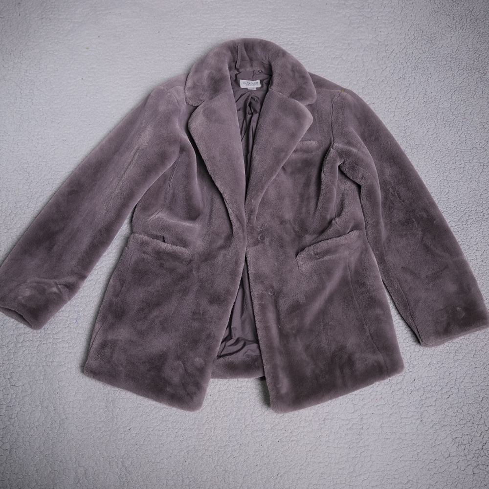 Bernie Bernardo Womens Mink Faux Fur Coat Jacket Designer Contemporary